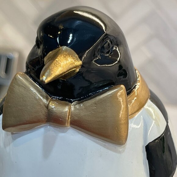 MacKenzie-Childs Courtly Check Tabletop Penguin – 11" Resin Holiday Figure-NEW - Picture 13 of 14